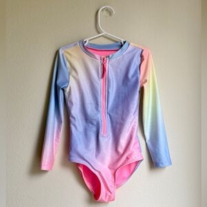 Gap Kids Girls Rainbow Iridescent Colorful Long Sleeve One Piece Swimsuit 5T